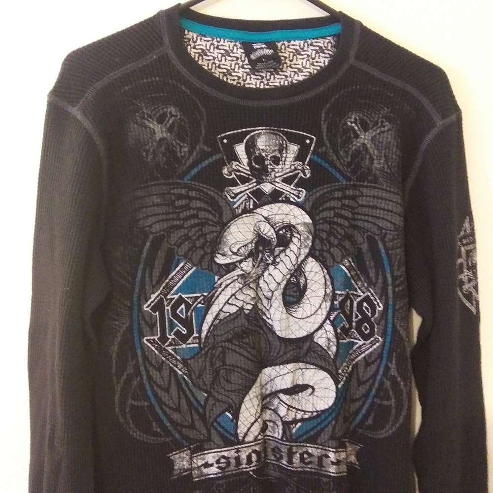 Sinister Black Thermal Graphic Shirt